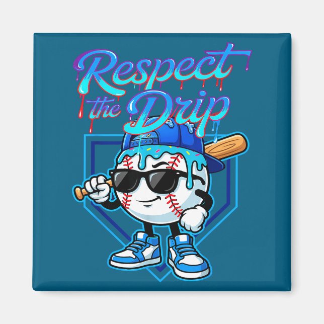 Baseball Drip Ice Cream Respect The Drip Home Plat Magnet (Framsidan)