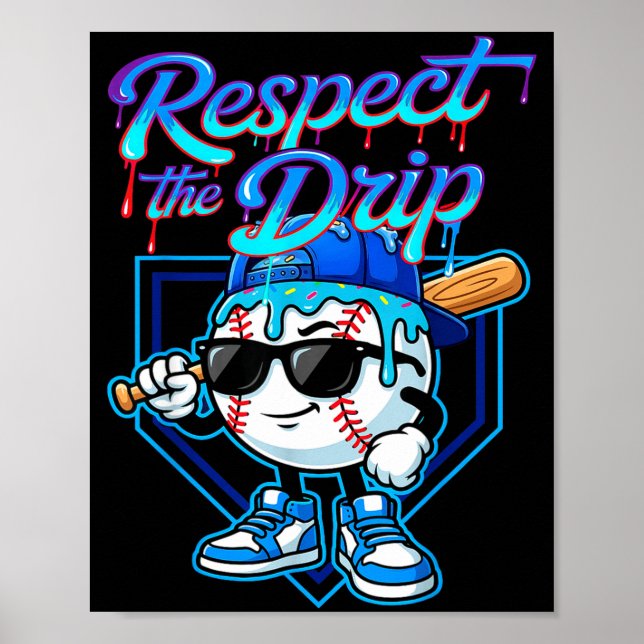 Baseball Drip Ice Cream Respect The Drip Home Plat Poster (Framsidan)