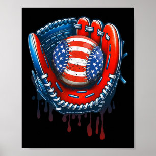 Baseball Drip Ice Cream Sprinkles 4:e juli Bas Poster
