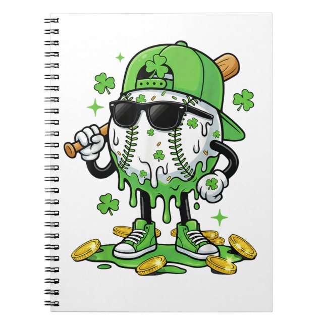 Baseball Drip Ice Cream St Patricks Day Anteckningsbok (Framsidan)