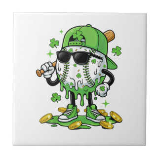 Baseball Drip Ice Cream St Patricks Day Kakelplatta