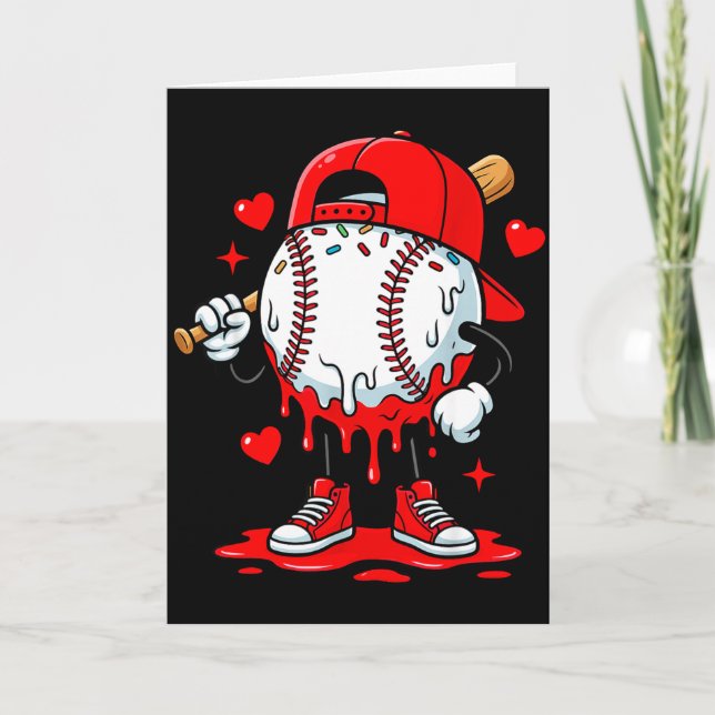 Baseball Drip Icecream Apparel Youth Boy Valentine Kort (Framsida)