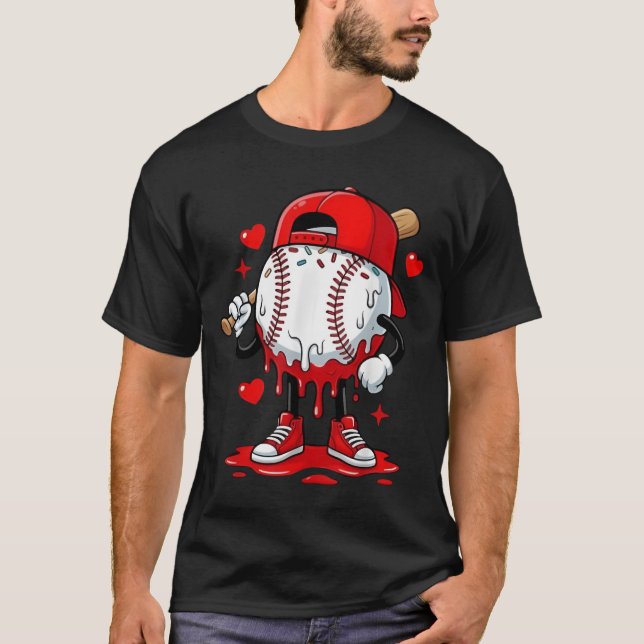 Baseball Drip Icecream Apparel Youth Boy Valentine T Shirt (Framsida)