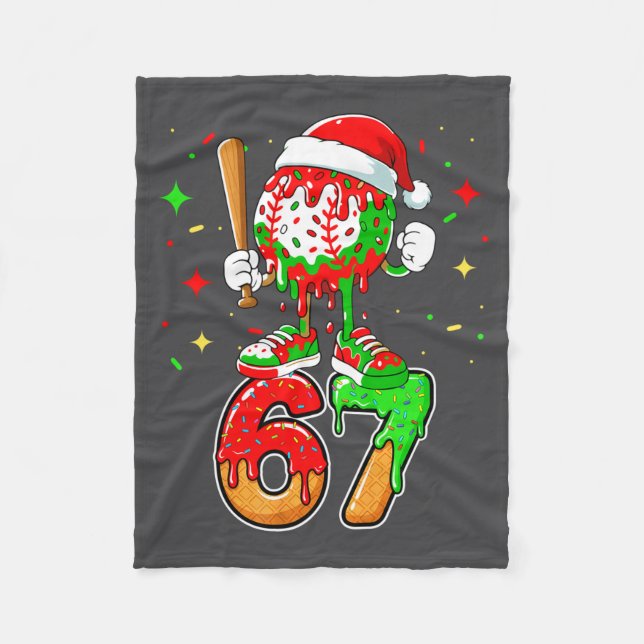 Baseball Drip Number 67 Meme Ice Cream Dripng Chri Fleecefilt (Framsidan)