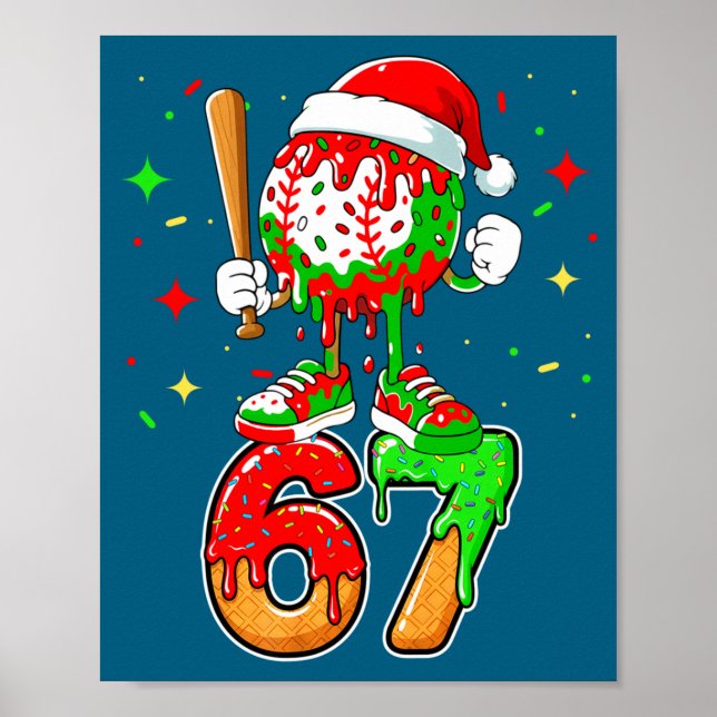 Baseball Drip Number 67 Meme Ice Cream Dripng Chri Poster (Framsidan)