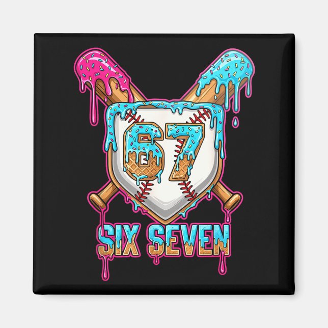 Baseball Drip Number 67 Player 6-7 Six Seven Meme  Magnet (Framsidan)