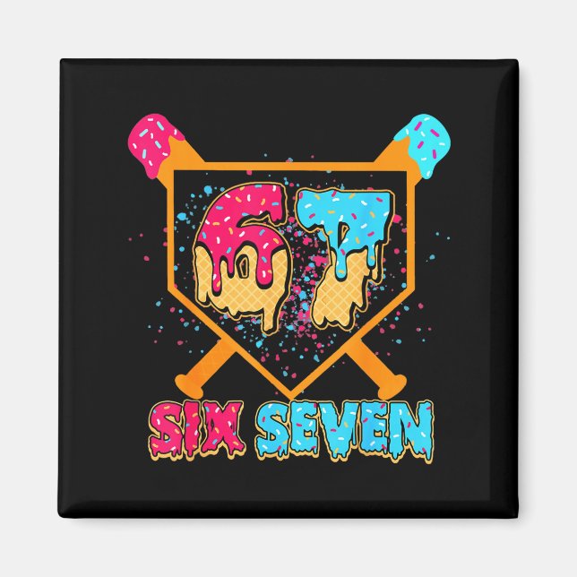 Baseball Drip Number 67 Player Or 67th Birthday Bo Magnet (Framsidan)