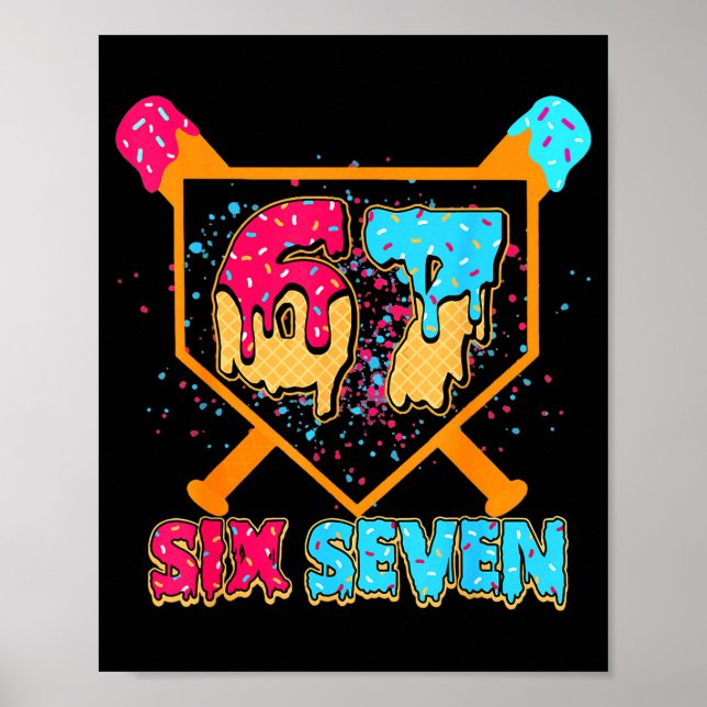 Baseball Drip Number 67 Player Or 67th Birthday Bo Poster (Framsidan)