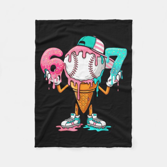 Baseball Drip Number 67 Player Or 67th Birthday  Fleecefilt (Framsidan)
