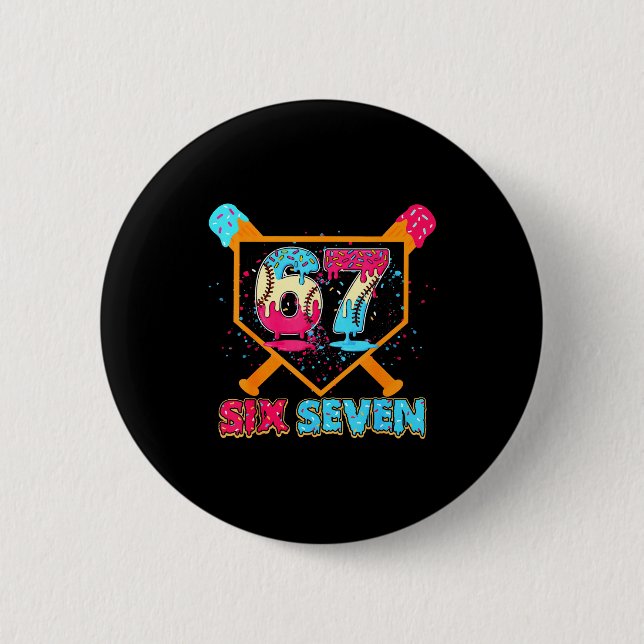 Baseball Drip Number 67 Player Or 67th Birthday  Knapp (Framsida)