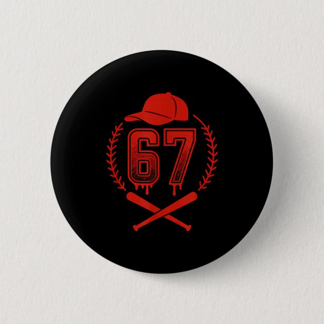 Baseball Drip Number 67 Player Or 67th Birthday  Knapp (Framsida)