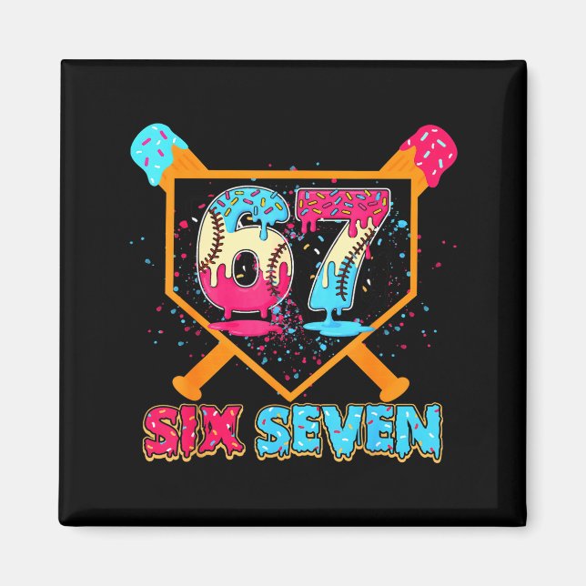 Baseball Drip Number 67 Player Or 67th Birthday  Magnet (Framsidan)