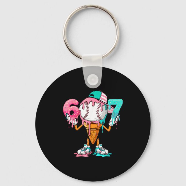 Baseball Drip Number 67 Player Or 67th Birthday  Nyckelring (Framsida)