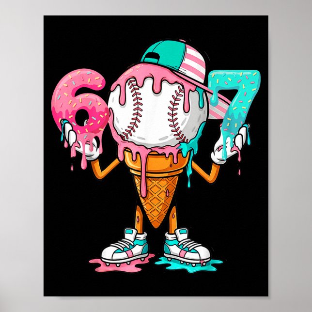 Baseball Drip Number 67 Player Or 67th Birthday  Poster (Framsidan)