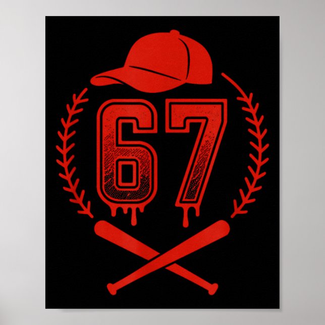 Baseball Drip Number 67 Player Or 67th Birthday  Poster (Framsidan)