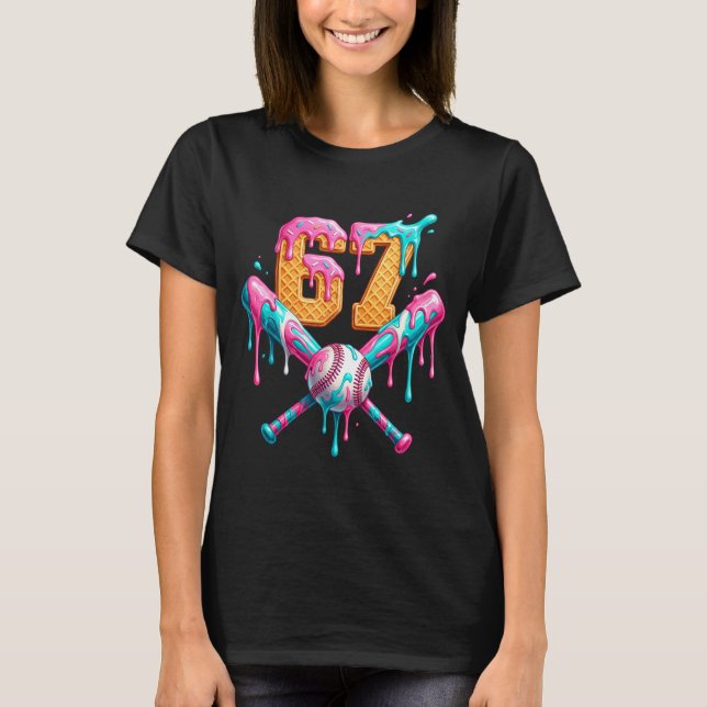 Baseball Drip Number 67 Player  T Shirt (Framsida)