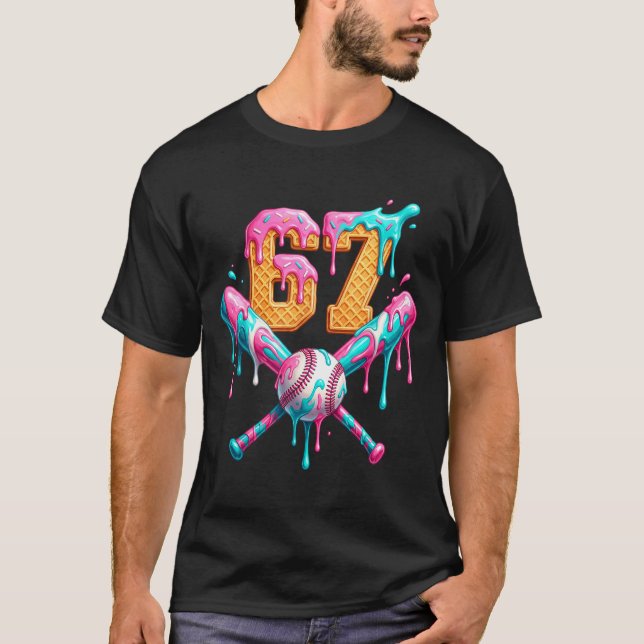 Baseball Drip Number 67 Player  T Shirt (Framsida)