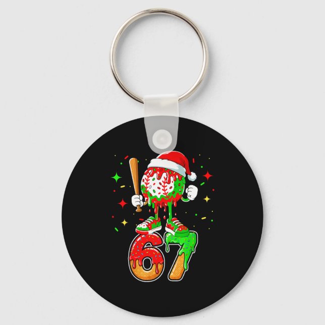 Baseball Drip Nummer 67 Meme Glass Dripng Jul Nyckelring (Framsida)
