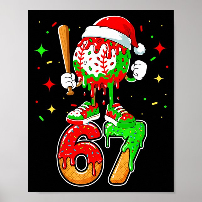 Baseball Drip Nummer 67 Meme Glass Dripng Jul Poster (Framsidan)