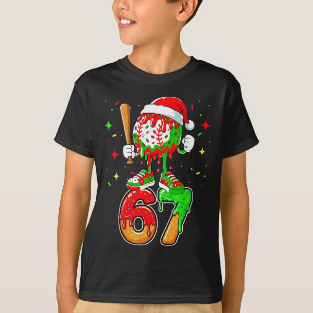 Baseball Drip Nummer 67 Meme Glass Dripng Jul T Shirt (Framsida)
