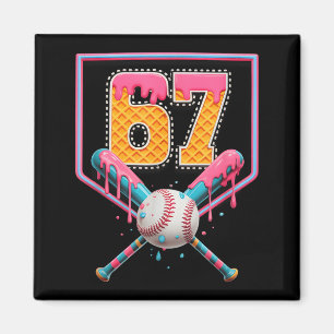 Baseball Drip Nummer 67 Rolig Sex Sju 6 7 Meme Des Magnet