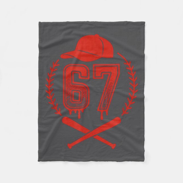 Baseball Drip Nummer 67 Spelare Eller 67-årsdag  Fleecefilt (Framsidan)