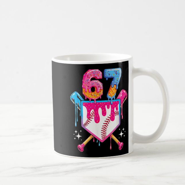 Baseball Drip Nummer 67 Spelare Eller 67-årsdag  Kaffemugg (Höger)