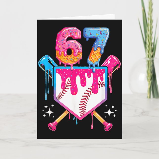 Baseball Drip Nummer 67 Spelare Eller 67-årsdag  Kort (Framsida)