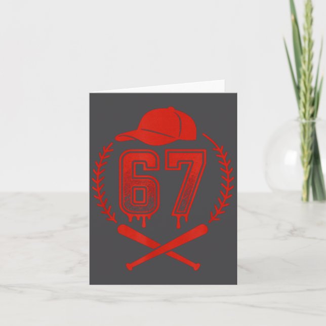 Baseball Drip Nummer 67 Spelare Eller 67-årsdag  Kort (Framsida)