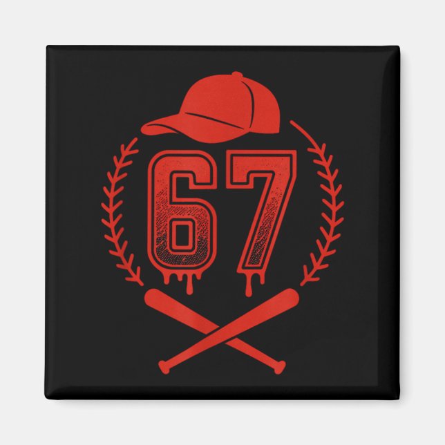 Baseball Drip Nummer 67 Spelare Eller 67-årsdag  Magnet (Framsidan)