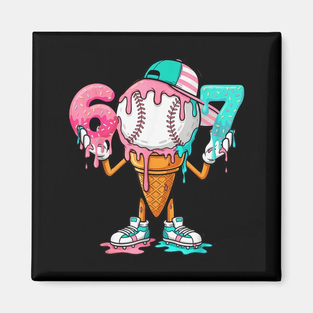 Baseball Drip Nummer 67 Spelare Eller 67-årsdag  Magnet (Framsidan)