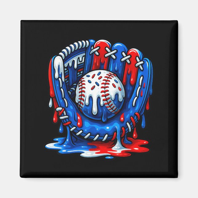 Baseball Drip Team For Boys Ice Cream Cool  Magnet (Framsidan)