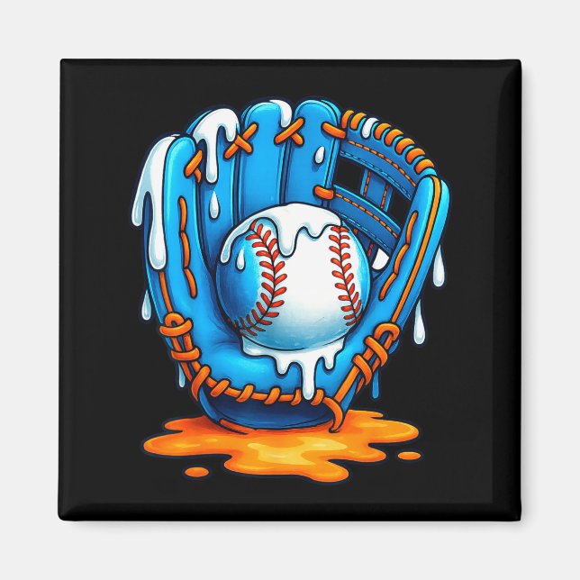 Baseball Drip Team For Boys Ice Cream Cool  Magnet (Framsidan)