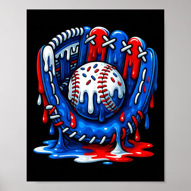 Baseball Drip Team For Boys Ice Cream Cool  Poster (Framsidan)