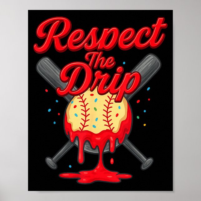 Baseball Drip Team För Pojkar Och Flickor Glass Co Poster (Framsidan)