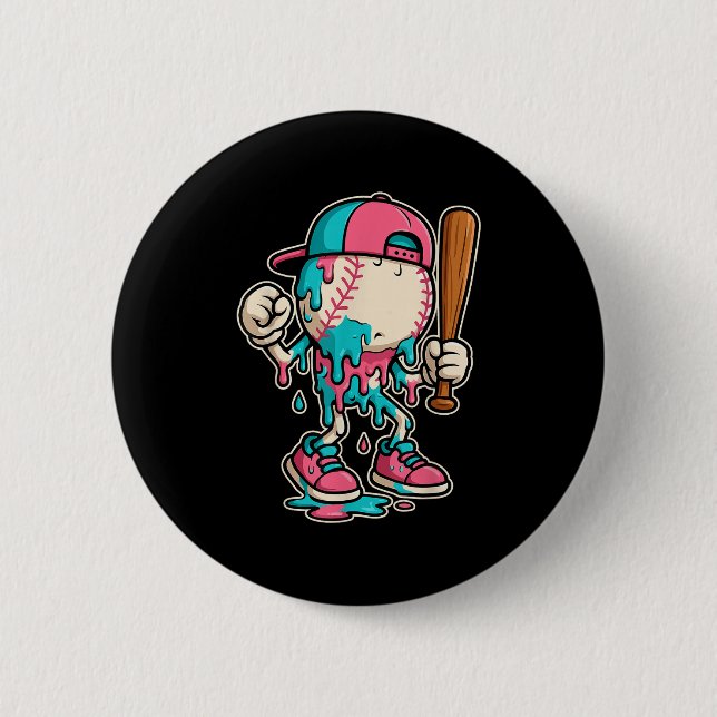 Baseball-dropp för bojkotten Ice Cream Drip Baseba Knapp (Framsida)