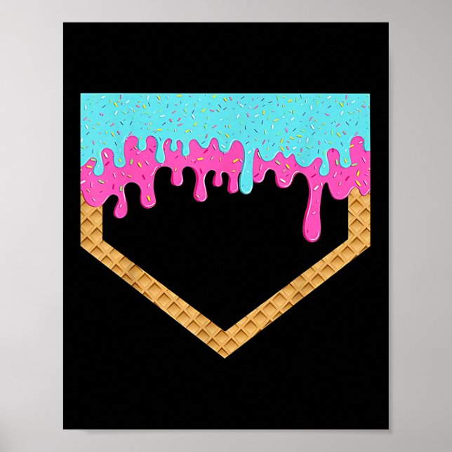 Baseball dropp för boys Ice Cream Dripp Ungdomshem Poster (Framsidan)