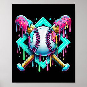 Baseball-dropp för boys Ice Cream Dripping Girl Ba Poster