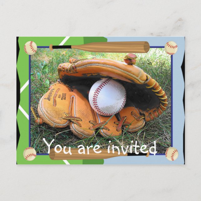 Baseball Du är inbjudna vykort (Framsida)