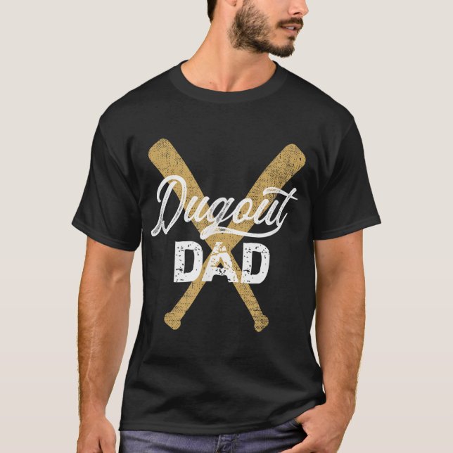 Baseball Dugout Pappa Baseball Fladdermus för Far T Shirt (Framsida)