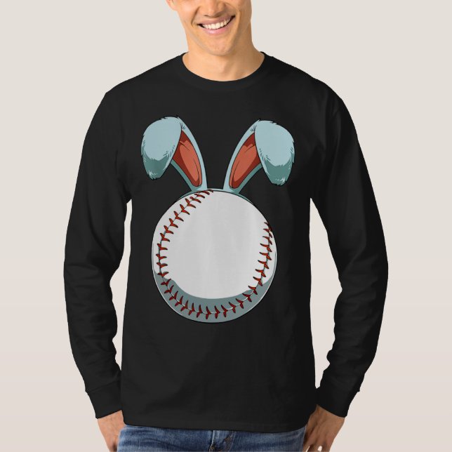 Baseball Easter Day  Bunny Ears Rabbit Baseball Fa T Shirt (Framsida)