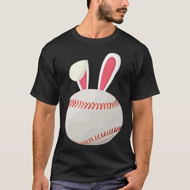 Baseball Easter Day Bunny Ears Rabbit Baseball Fan T Shirt (Framsida)