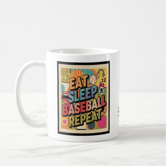 Baseball Eat Sleep Repeat Pop Art Personalized Kaffemugg (Vänster)