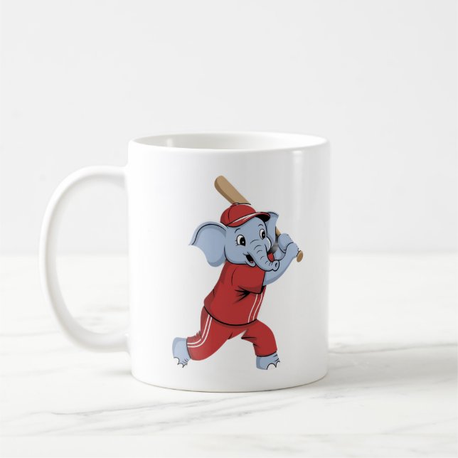 Baseball Elephant Tecknad Kaffemugg (Vänster)
