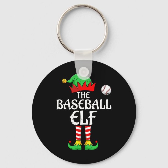 Baseball Elf-familjens matchningsgrupp Jul S Nyckelring (Framsida)