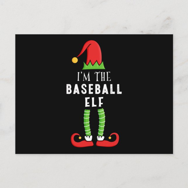 Baseball Elf-julmatchande familjegåva Vykort (Framsida)