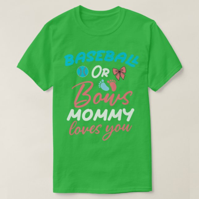 Baseball eller Bow Mamma Kärlek Du Baseball Gender T Shirt (Design framsida)