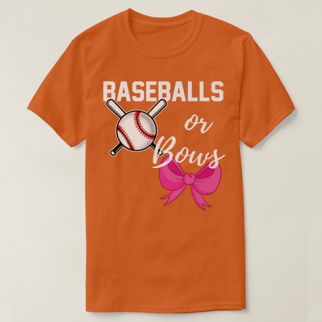 Baseball eller Bows Funny Gender Reveal Blue Rosa  T Shirt (Design framsida)