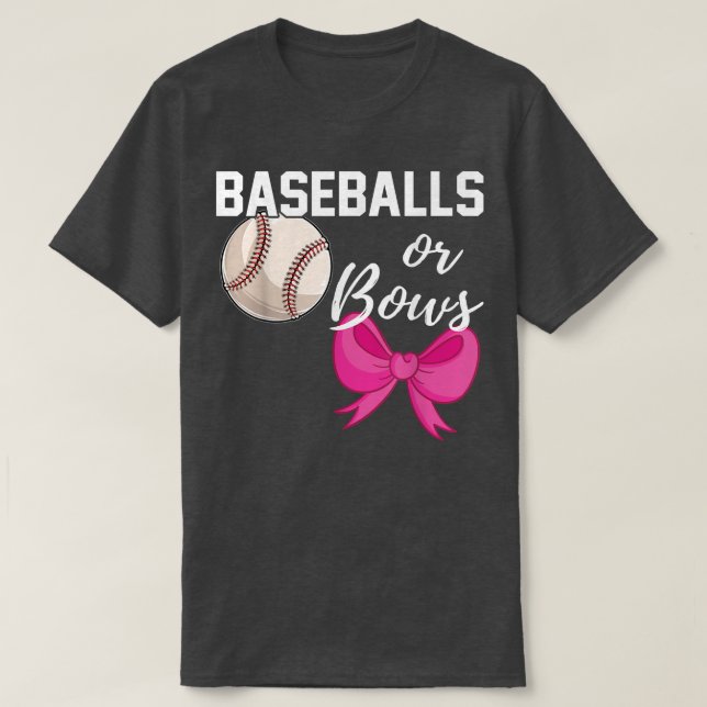 Baseball eller Bows Funny Gender Reveal Blue Rosa  T Shirt (Design framsida)