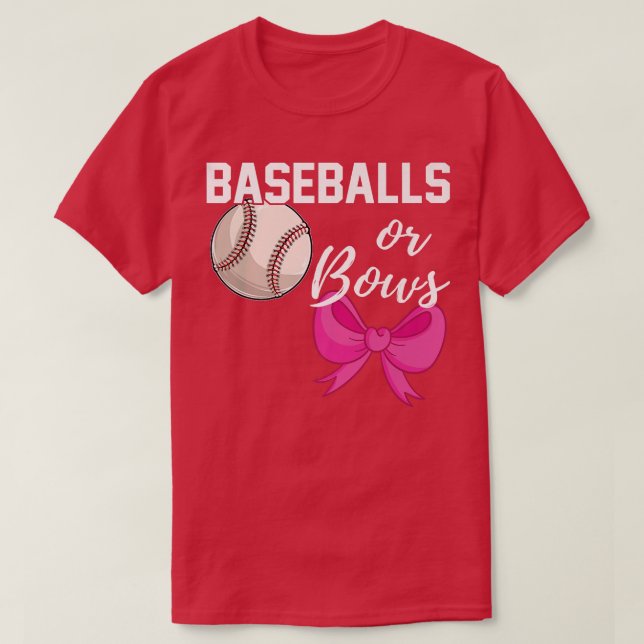 Baseball eller Bows Funny Gender Reveal Blue Rosa  T Shirt (Design framsida)